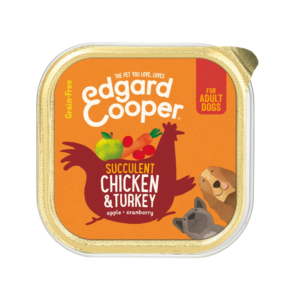 Edgard & Cooper Adult Hundefutter - Schälchen - Huhn & Truthahn 1 Edgard & Cooper Adult Hundefutter - Schälchen - Huhn & Truthahn